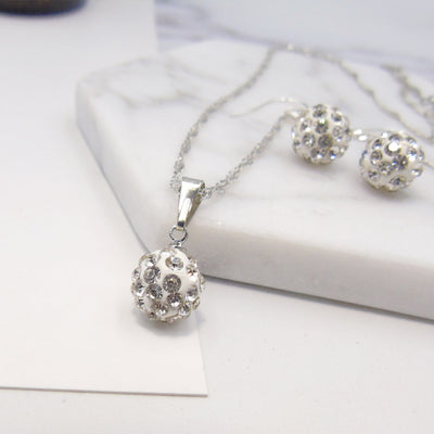 Crystal Earrings and Necklace Jewelry Set