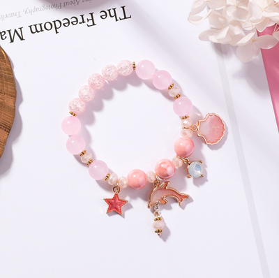 Dolphin Shell Bracelet and Bead Bracelet Set
