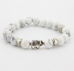 Lava Stone Bracelet, Natural Agate Elephant Bracelet