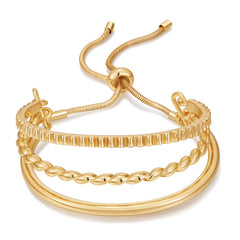 14K Gold Plated Multi Layered Bangle Bracelet for Women