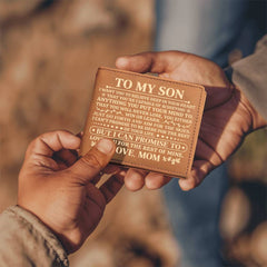 To My Son Promise (white lettering)– Leather Wallet