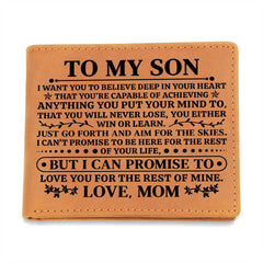 To My Son Promise (black lettering) – Leather Wallet