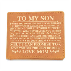 To My Son Promise (white lettering)– Leather Wallet