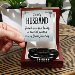 To My Husband- Men's Leather Bracelet