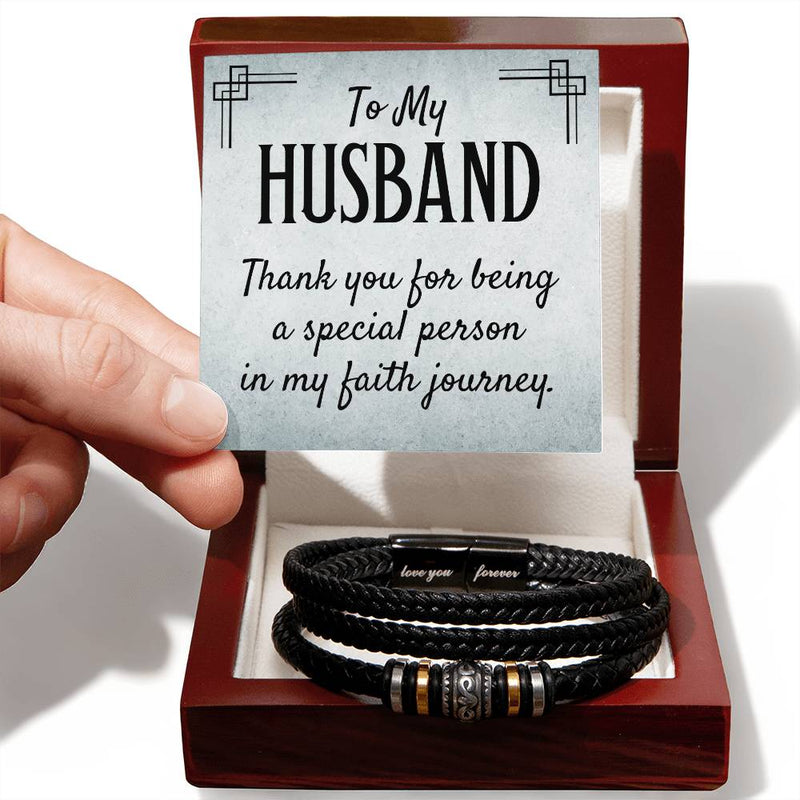 To My Husband- Men's Leather Bracelet