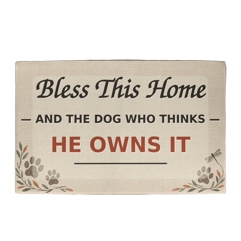 Bless This Home—and the Dog Who Thinks He Owns It Welcome Mat