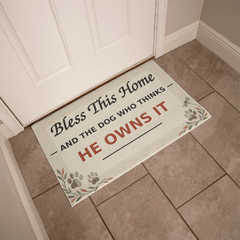 Bless This Home—and the Dog Who Thinks He Owns It Welcome Mat