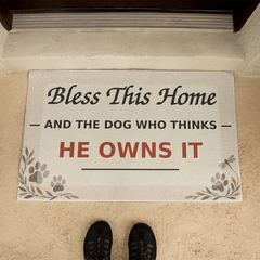 Bless This Home—and the Dog Who Thinks He Owns It Welcome Mat