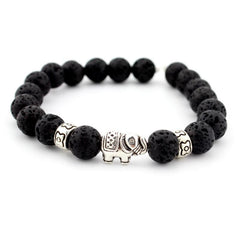Lava Stone Bracelet, Natural Agate Elephant Bracelet